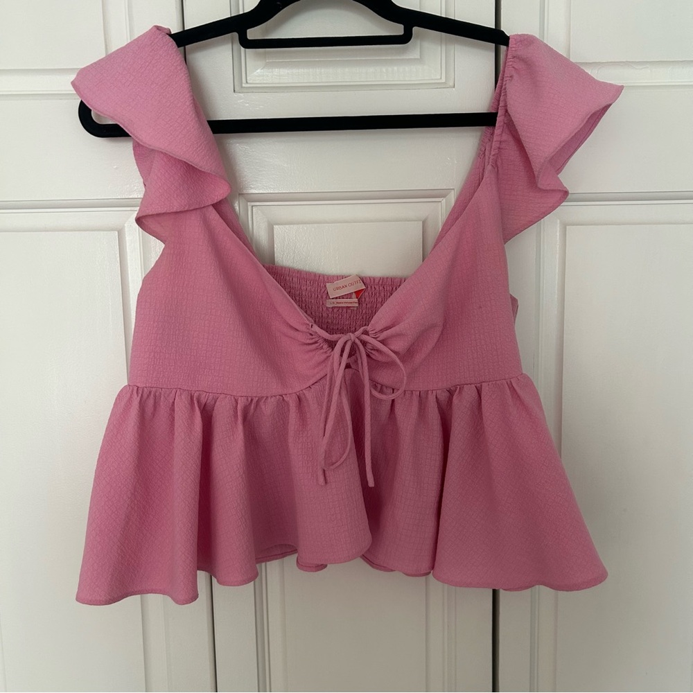 Urban Outfitters Pink Ruffle Blouse